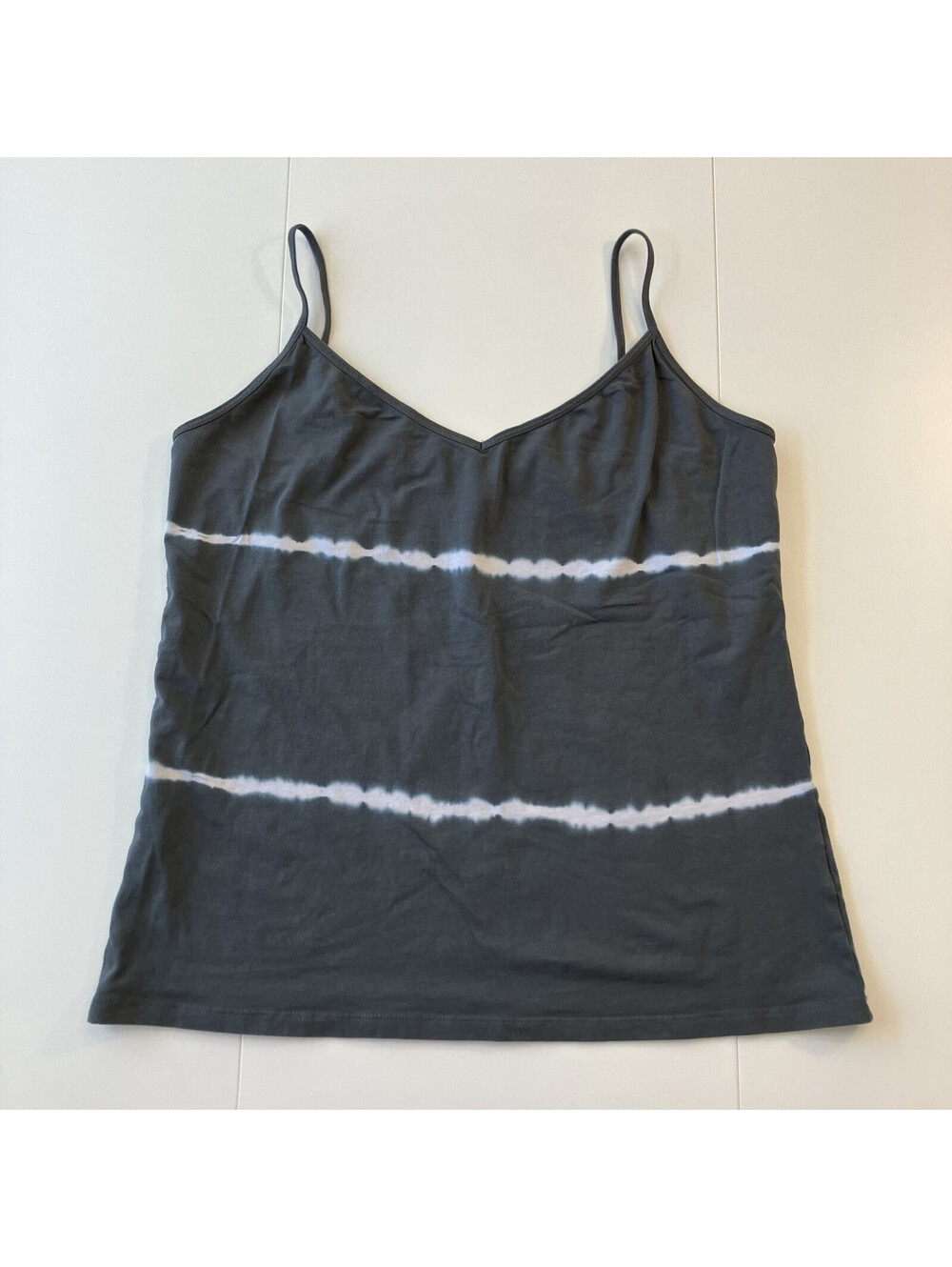 Y2K Maurices V Neck Tie Dye Acid Stripe Tank Sz XL Basic Layering Cotton Blend